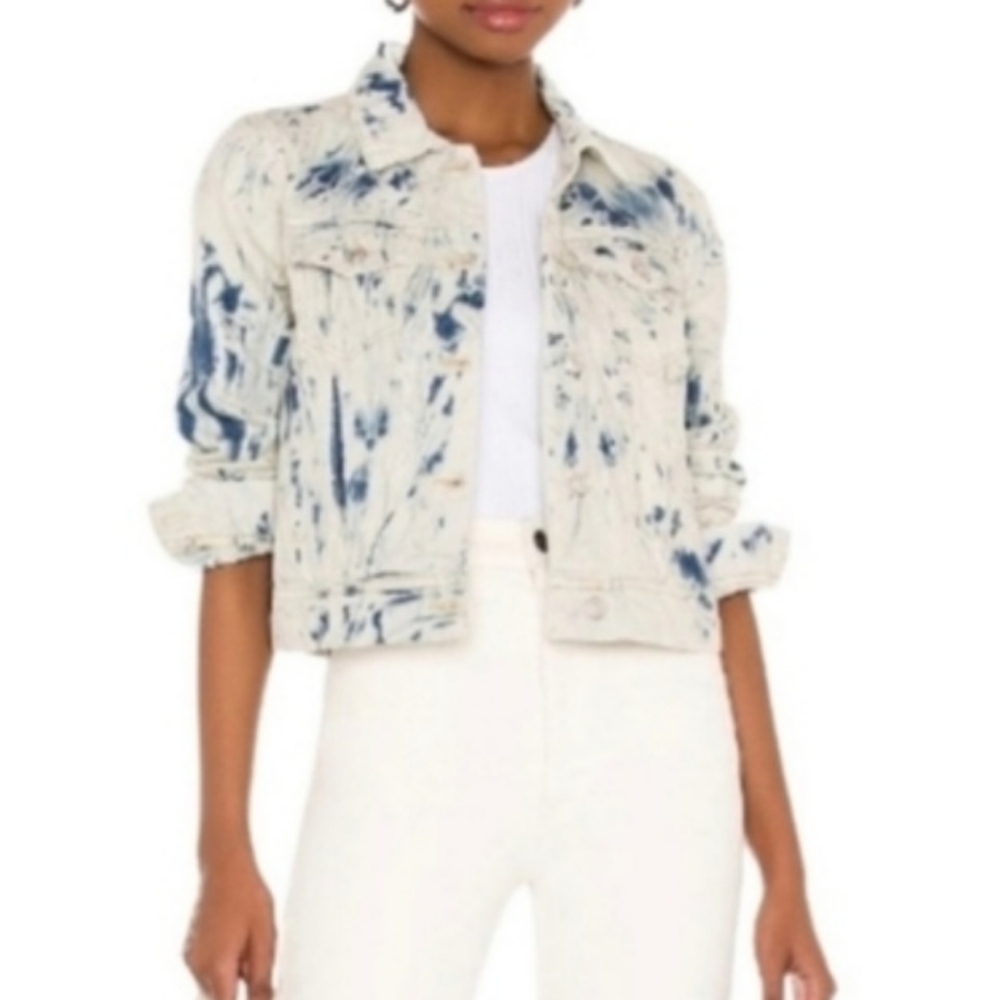 Free People Rumors Jones Tie Dye Blue Denim Jacket Medium